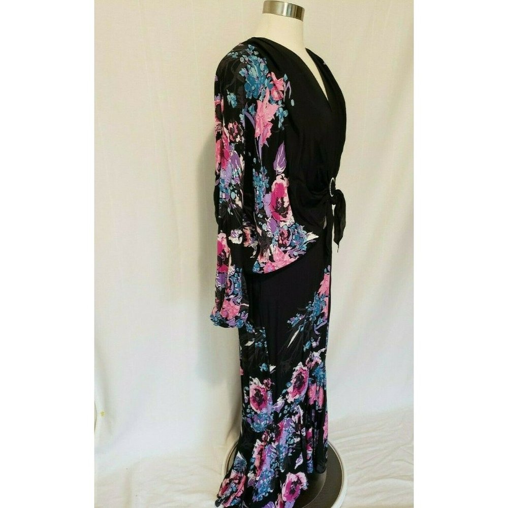 Vintage Black Floral Maxi Dress - Picture 3 of 7